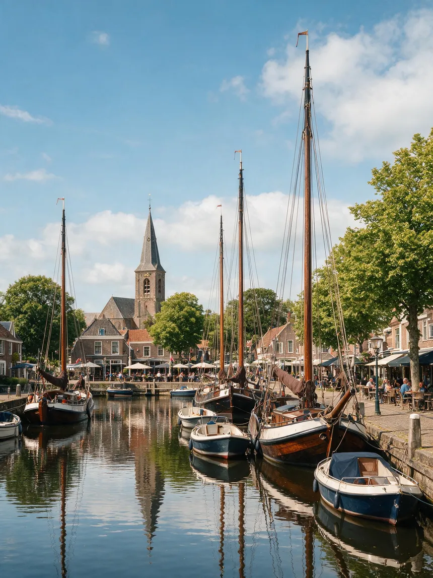De sfeervolle haven van Grou, Friesland